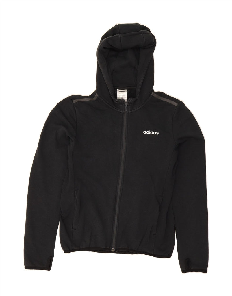 ADIDAS Womens Loose Fit Zip Hoodie Sweater UK 8/10 Small Black Cotton Vintage Adidas and Second-Hand Adidas from Messina Hembry 