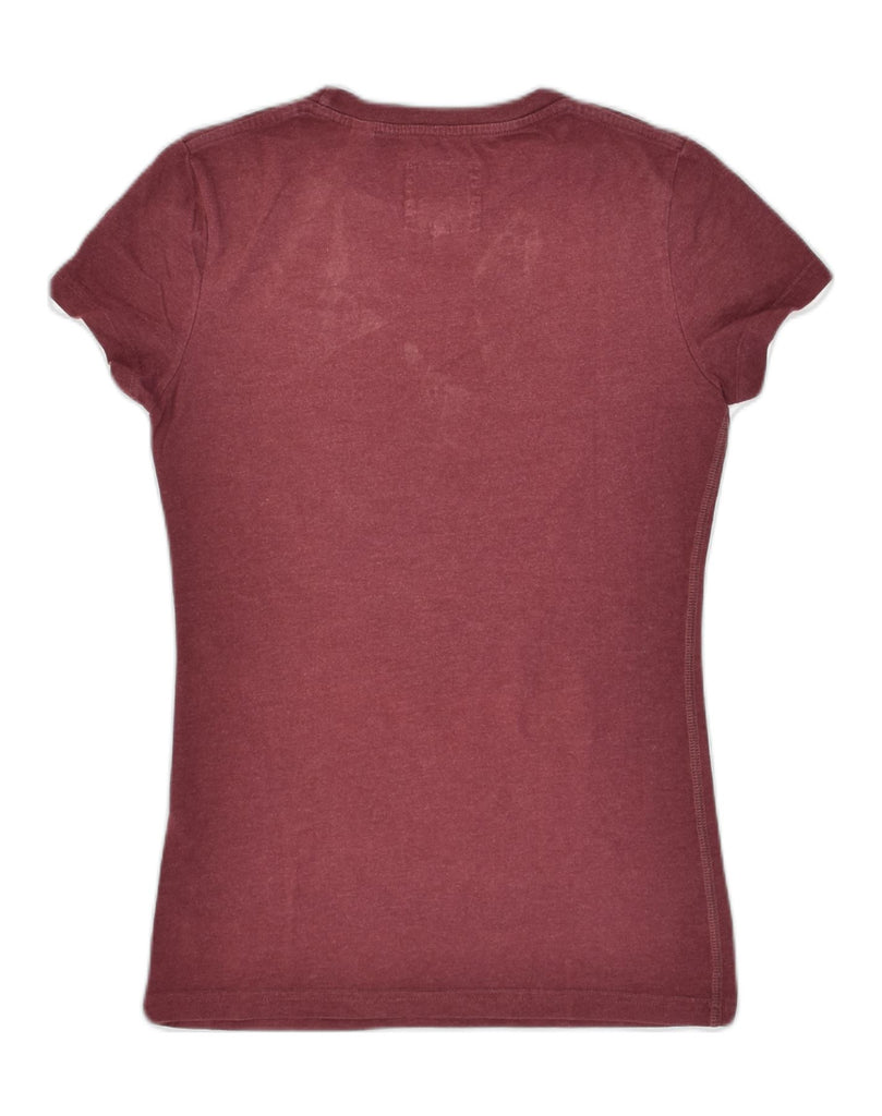 JACK WILLS Womens Graphic T-Shirt Top UK 8 Small  Maroon Cotton | Vintage Jack Wills | Thrift | Second-Hand Jack Wills | Used Clothing | Messina Hembry 