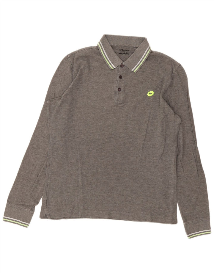 Lotto Mens Long Sleeve Polo Shirt Small Grey Striped