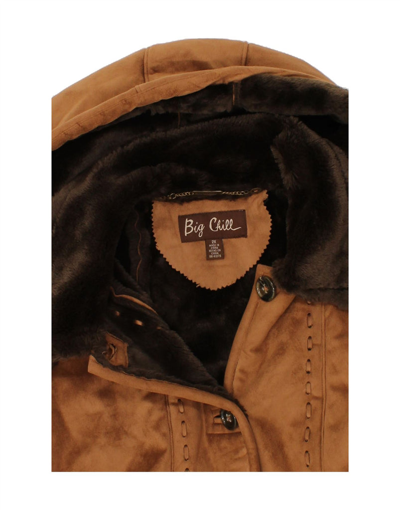 VINTAGE Womens Sherpa Overcoat UK 20 2XL Brown Polyester Vintage Vintage and Second-Hand Vintage from Messina Hembry 