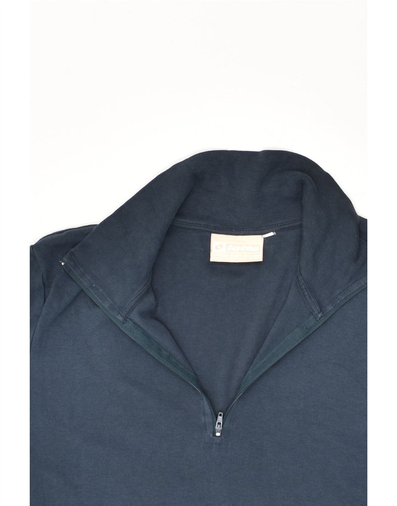 LOTTO Mens Zip Neck Top Long Sleeve Small Navy Blue | Vintage Lotto | Thrift | Second-Hand Lotto | Used Clothing | Messina Hembry 