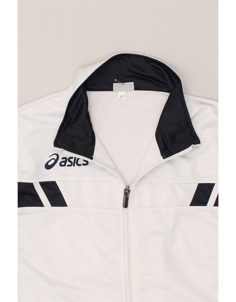 ASICS Womens Tracksuit Top Jacket UK 18 XL White Polyester | Vintage Asics | Thrift | Second-Hand Asics | Used Clothing | Messina Hembry 