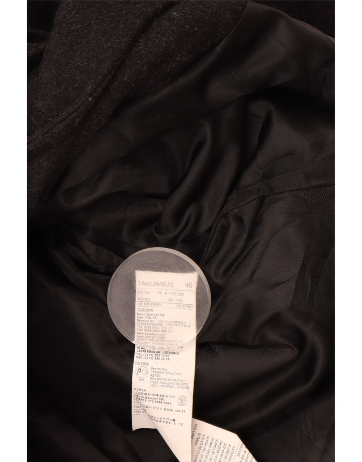 BENETTON Womens Overcoat IT 46 Large Grey Wool
