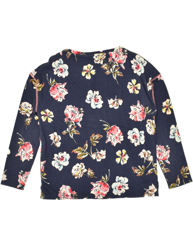 JOULES Womens Top Long Sleeve UK 8 Small Navy Blue Floral Cotton | Vintage Joules | Thrift | Second-Hand Joules | Used Clothing | Messina Hembry 