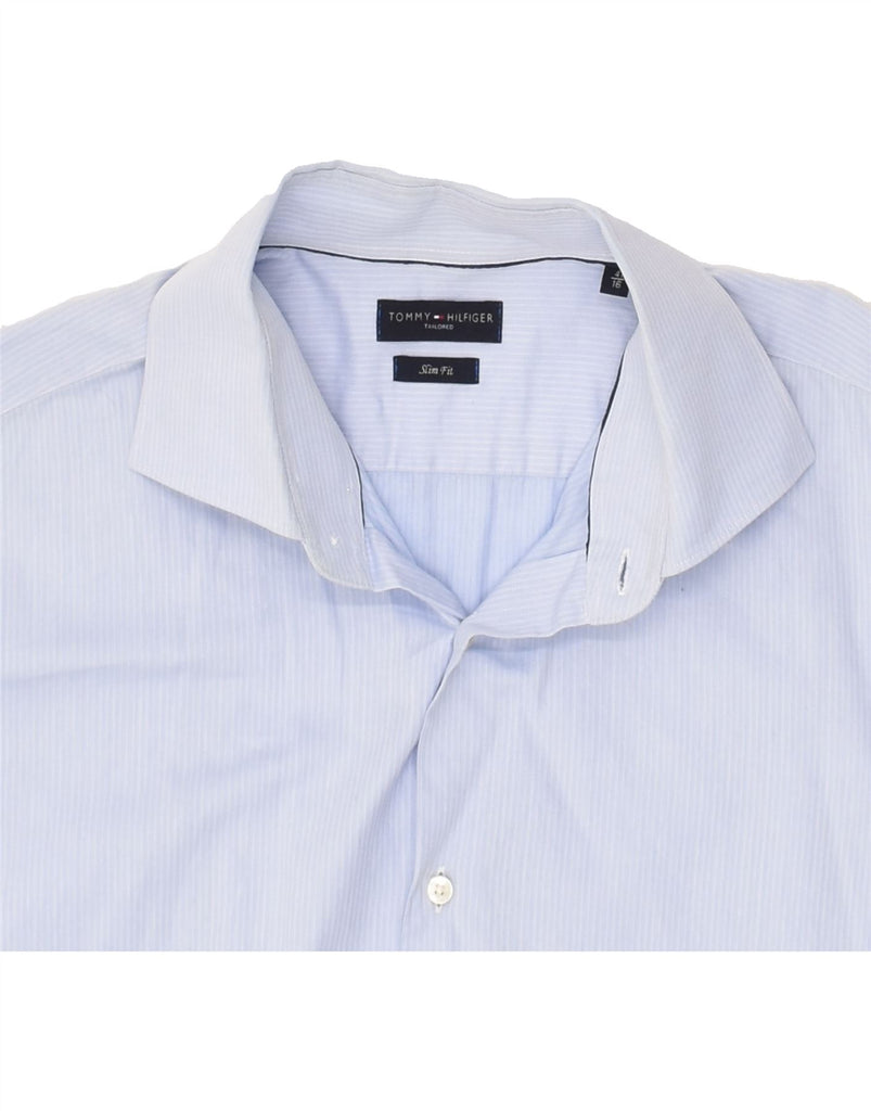 TOMMY HILFIGER Mens Tailored Slim Fit Shirt Size  41 16 Large Blue Cotton | Vintage Tommy Hilfiger | Thrift | Second-Hand Tommy Hilfiger | Used Clothing | Messina Hembry 