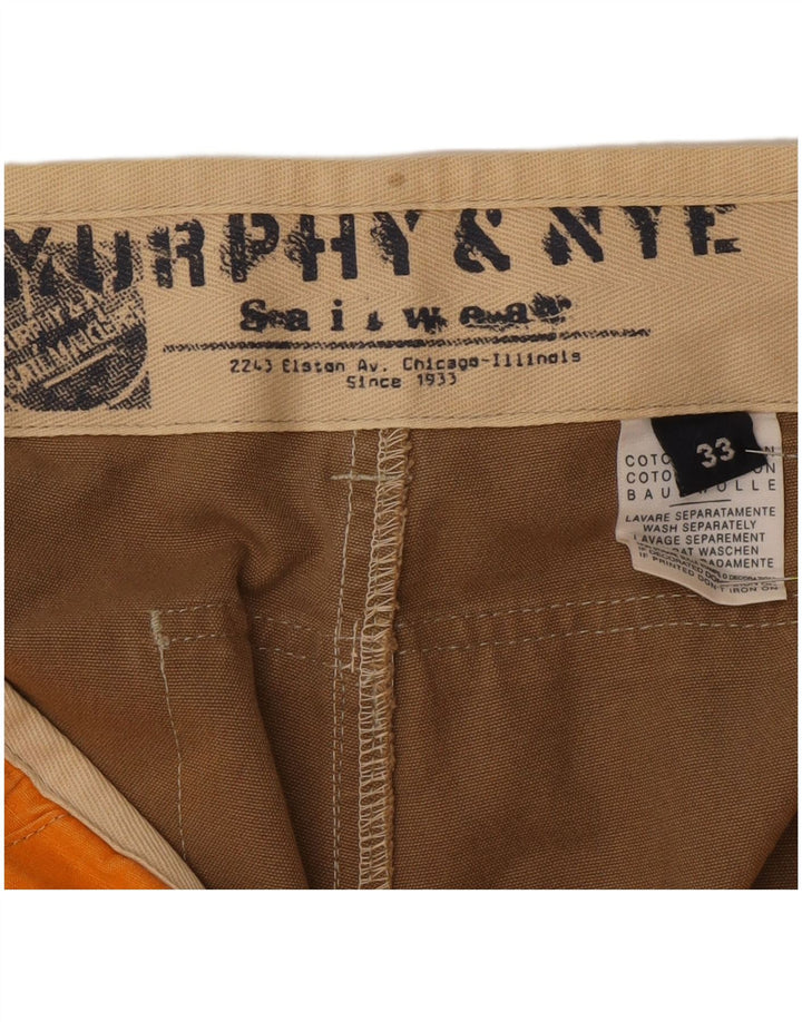 Murphy & Nye Mens Sailwear Shorts W33 Medium Orange Colourblock Cotton