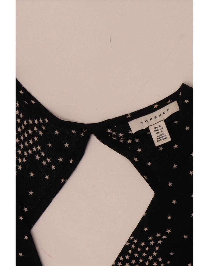 Topshop Womens Abstract Pattern Maxi Dress UK 8 Small Black Spotted