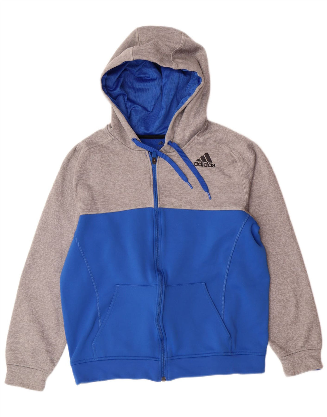 ADIDAS Womens Climawarm Zip Hoodie Sweater UK 14 Medium Blue Colourblock