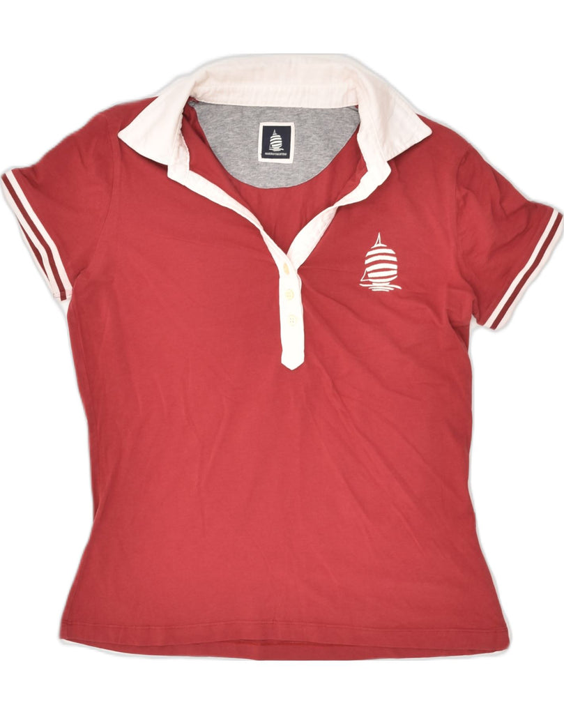 MARINA YACHTING Womens Polo Shirt UK 12 Medium Red Cotton | Vintage Marina Yachting | Thrift | Second-Hand Marina Yachting | Used Clothing | Messina Hembry 