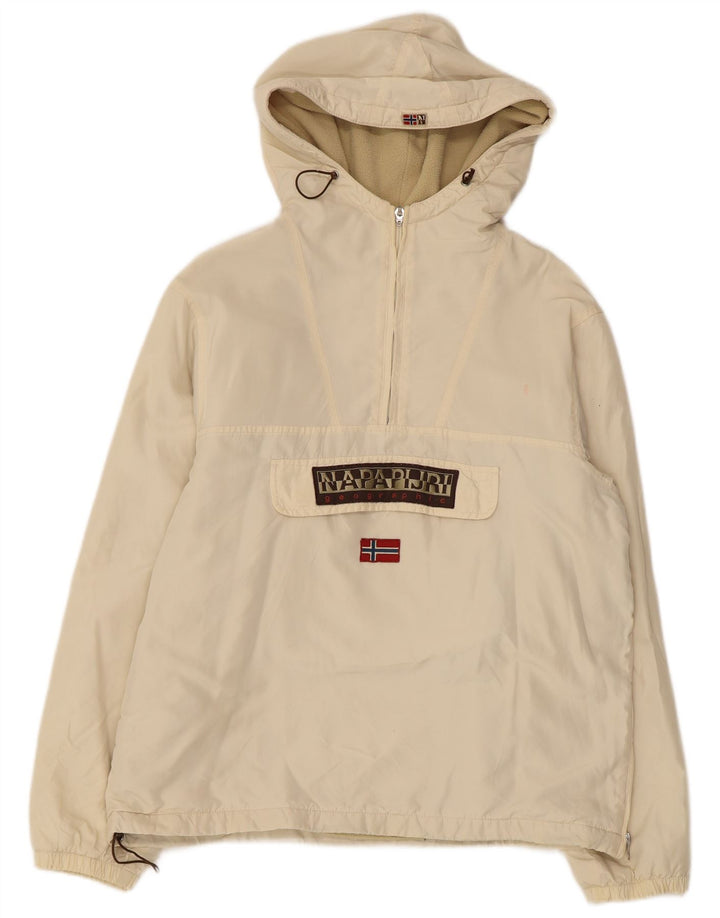 NAPAPIJRI Boys Graphic Hooded Anorak Jacket 15-16 Years Beige Nylon