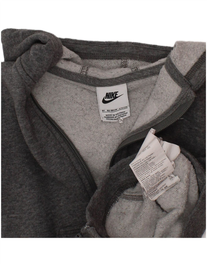 Nike Boys Zip Hoodie Sweater 2-3 Years Grey Flecked Cotton
