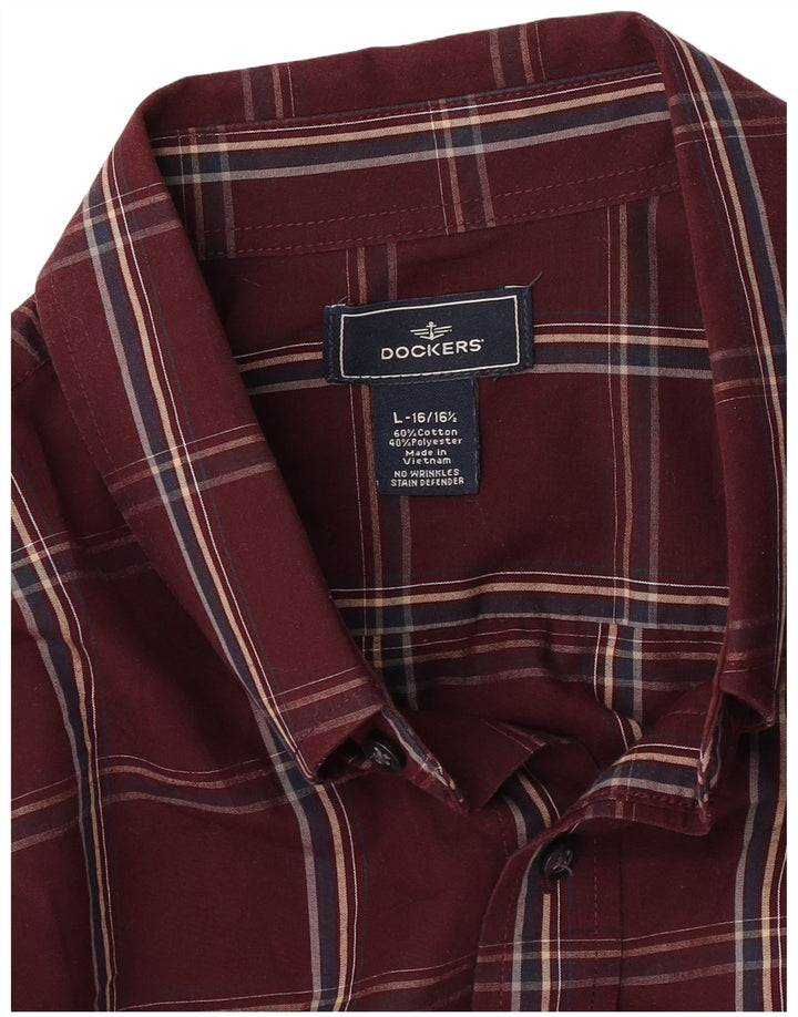 Dockers Mens Shirt Size 16 16 1/2 Large Red Check Cotton