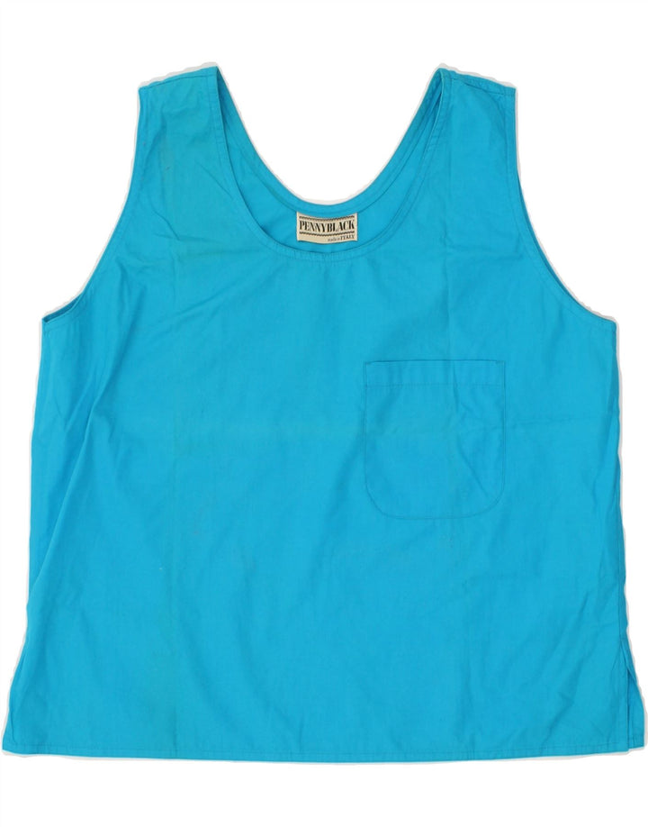 PENNY BLACK Womens Vest Top UK 14 Medium Blue Cotton Vintage Penny Black and Second-Hand Penny Black from Messina Hembry 