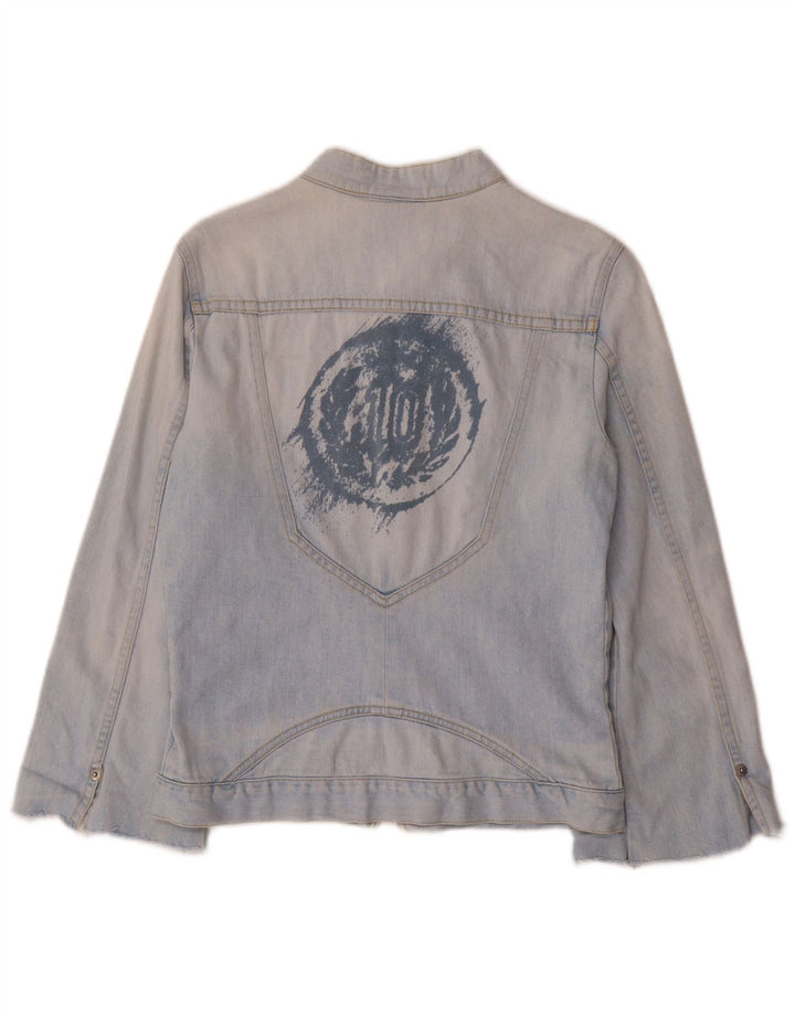 Diesel Womens Graphic Denim Jacket UK 10 Small Blue Cotton