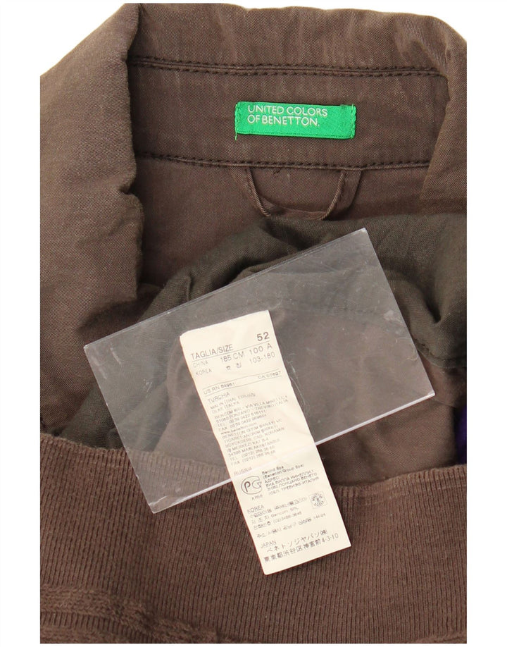 BENETTON Mens Bomber Jacket IT 52 XL Brown Cotton