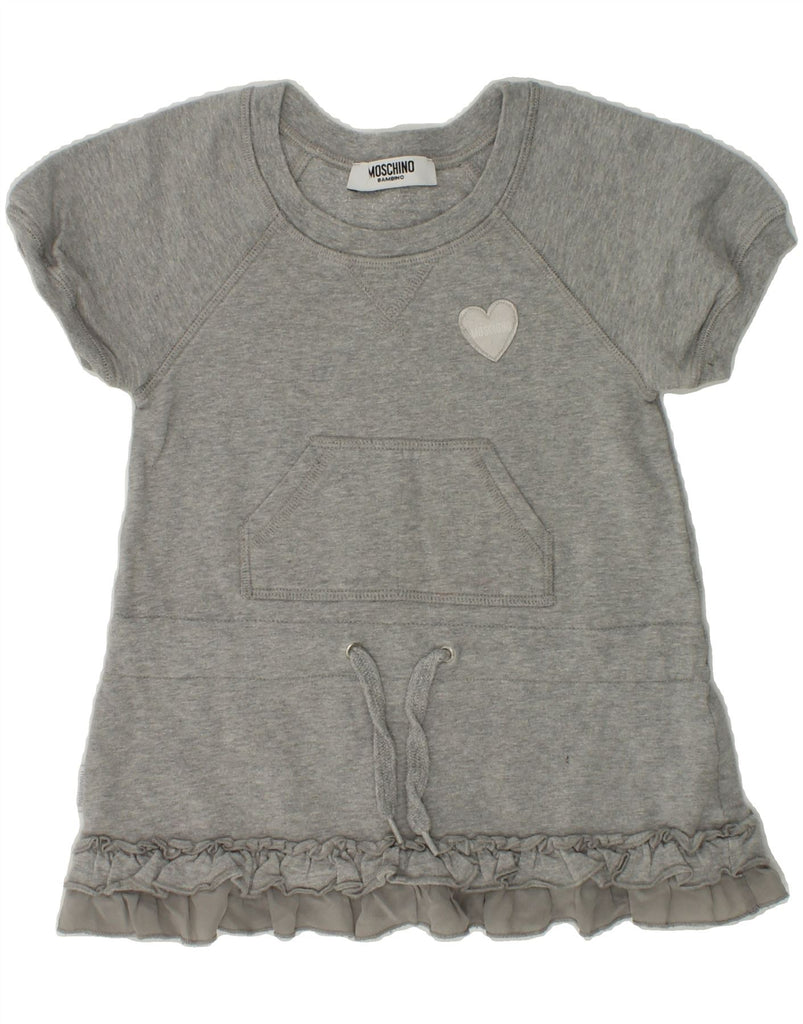 MOSCHINO Baby Girls Jumper Dress 18-24 Months Grey Cotton | Vintage Moschino | Thrift | Second-Hand Moschino | Used Clothing | Messina Hembry 