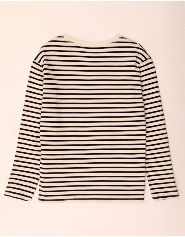 Zara Womens Top Long Sleeve UK 12 Medium White Striped