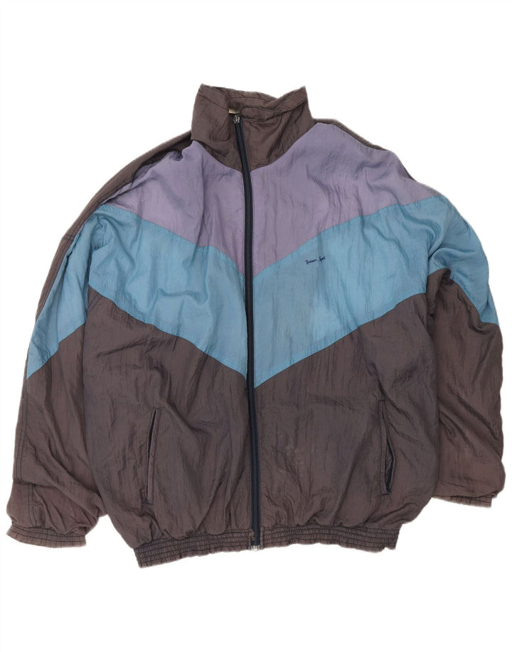 VINTAGE Mens Tracksuit Top Jacket XL Grey Colourblock
