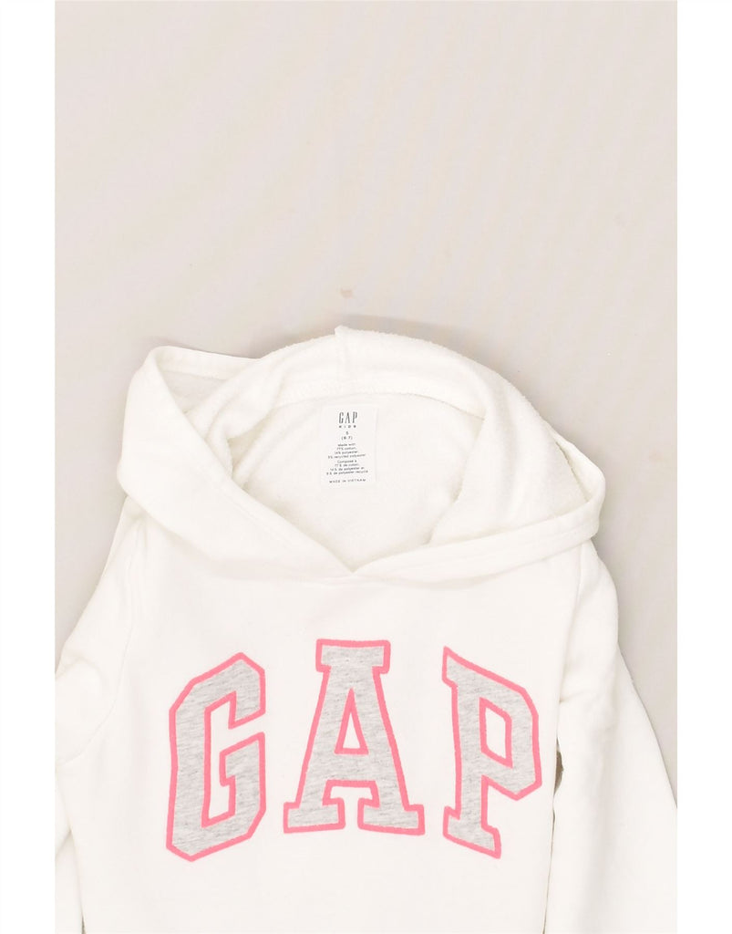 GAP Girls Graphic Hoodie Jumper 6-7 Years Small White Cotton | Vintage Gap | Thrift | Second-Hand Gap | Used Clothing | Messina Hembry 