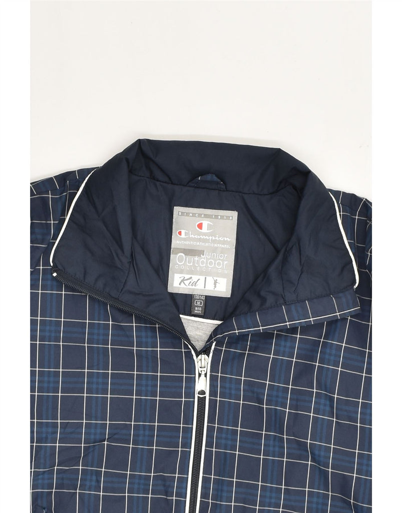 CHAMPION Boys Bomber Jacket 9-10 Years Navy Blue Check Polyester | Vintage Champion | Thrift | Second-Hand Champion | Used Clothing | Messina Hembry 