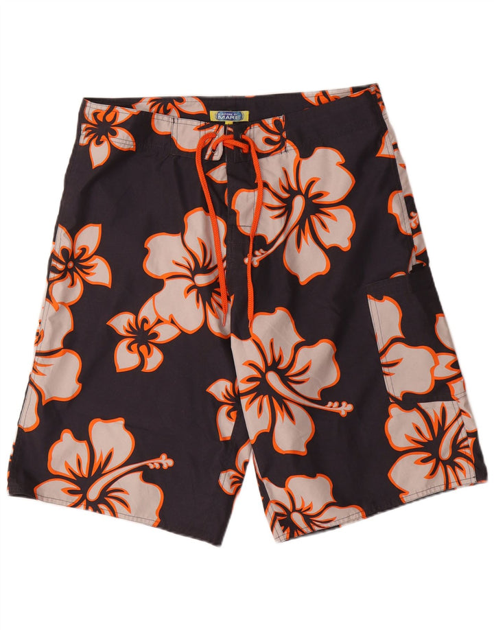 Sapore Di Mare Mens Swimming Shorts Large  Black Floral Polyester