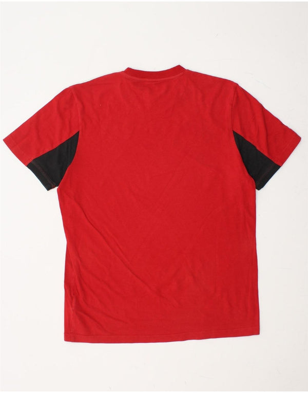 ADIDAS Mens T-Shirt Top UK 42/44 Large Red Colourblock Cotton