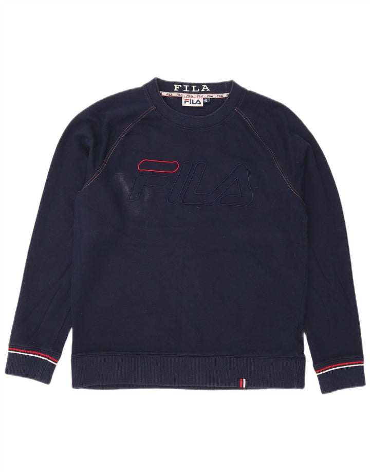Fila Mens Graphic Sweatshirt Jumper Medium Navy Blue Cotton