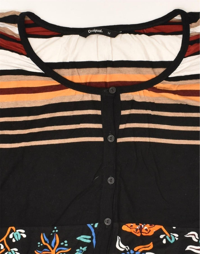 DESIGUAL Womens Blouse Top UK 12 Medium Black Striped | Vintage Desigual | Thrift | Second-Hand Desigual | Used Clothing | Messina Hembry 