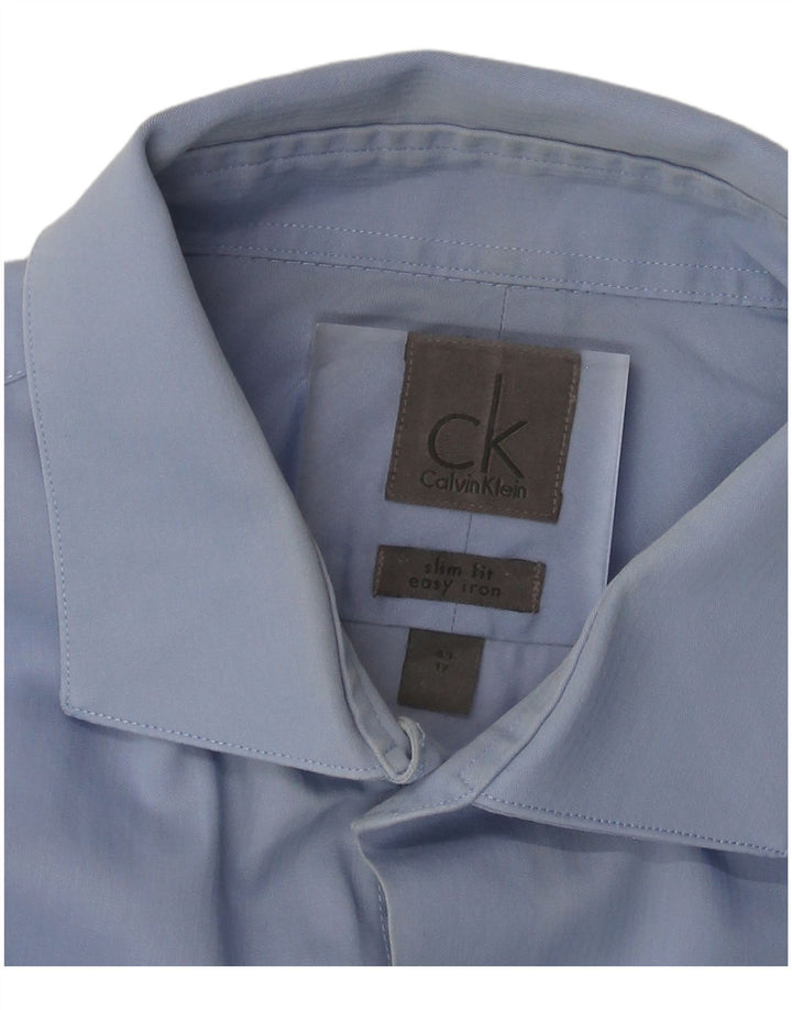 Calvin Klein Mens Slim Fit Shirt Size 43 17 XL Blue