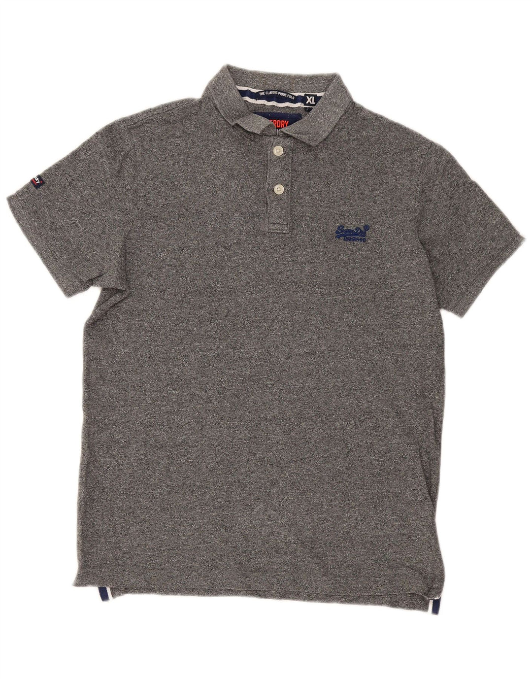 Superdry Mens Polo Shirt XL Grey Flecked Cotton
