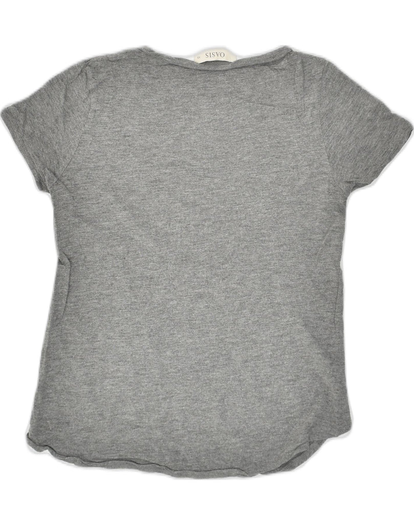 OASIS Womens T-Shirt Top UK 6 XS Grey Cotton | Vintage Oasis | Thrift | Second-Hand Oasis | Used Clothing | Messina Hembry 