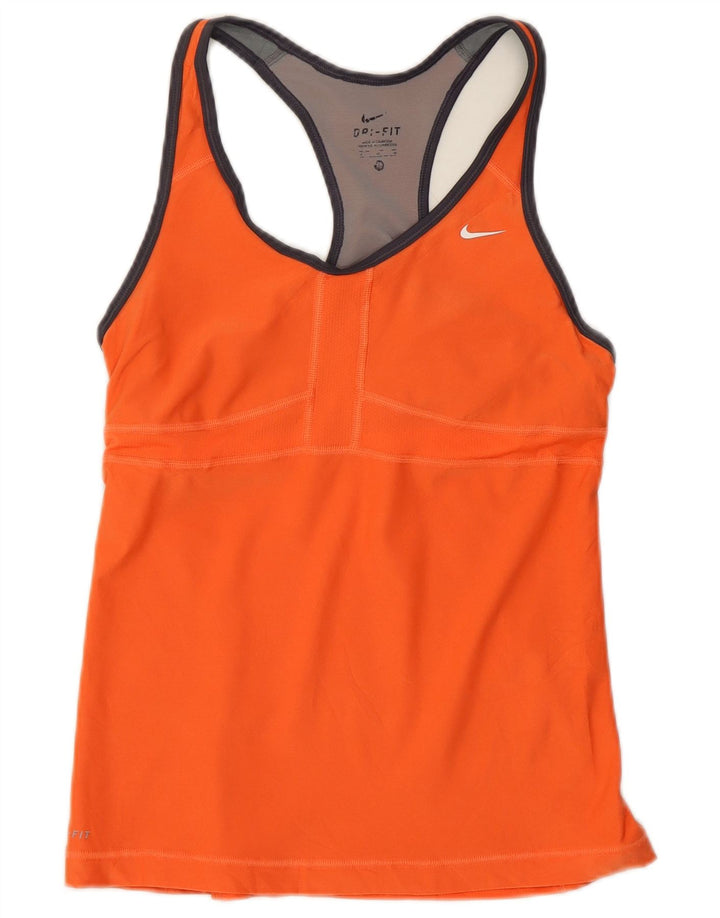 Nike Womens Dri Fit Vest Top UK 12 Medium Orange Polyester