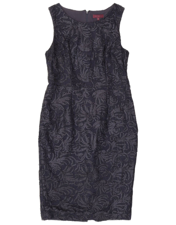 Debut Womens Sleeveless Slim Fit Sheath Dress UK 12 Medium Navy Blue Floral