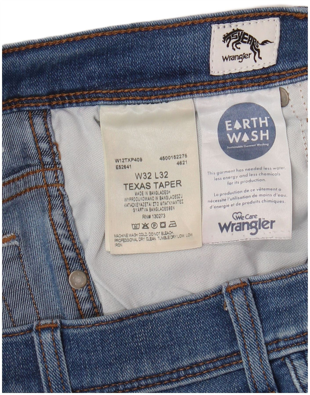 WRANGLER Mens Texas Tapered Jeans W32 L32  Blue Cotton