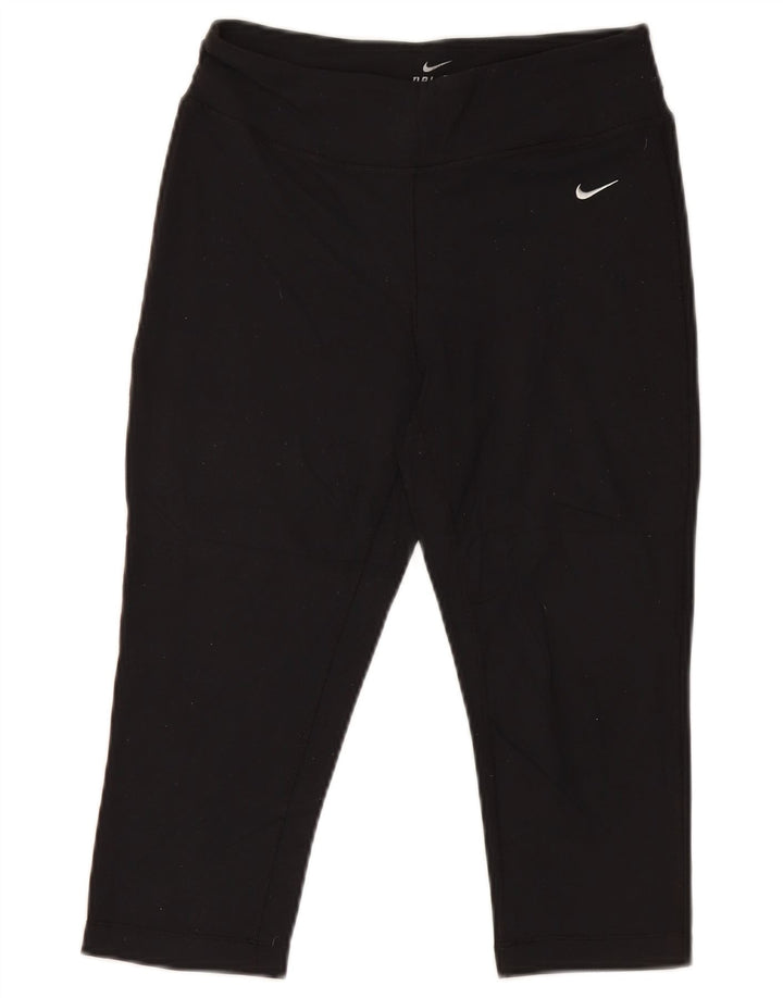 Nike Womens Dri Fit Capri Leggings UK 14 Medium Black Polyamide