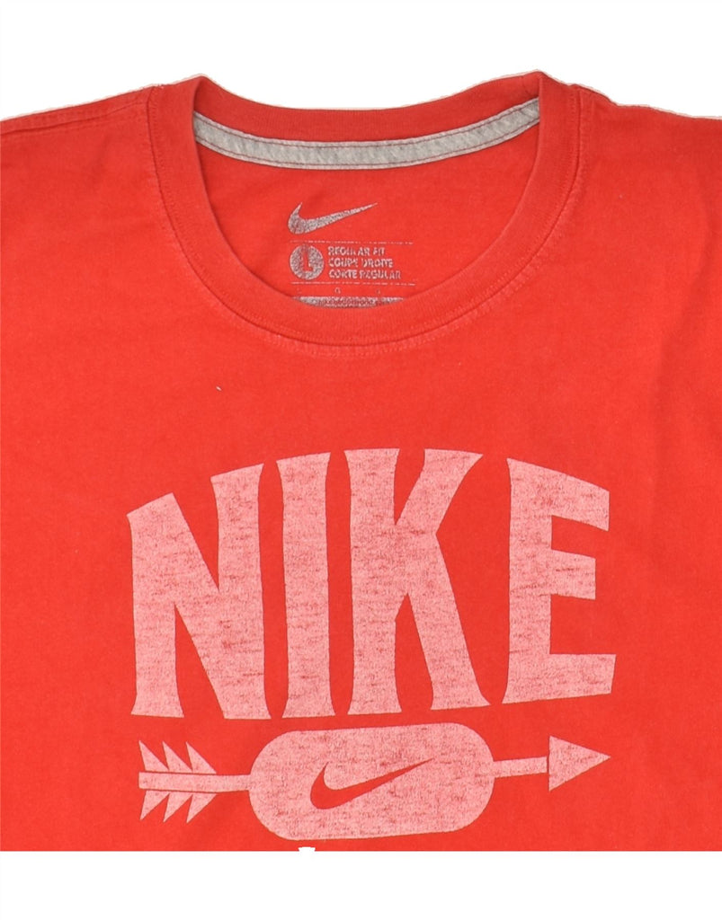 NIKE Womens Regular Fit Graphic T-Shirt Top UK 16 Large Red Cotton | Vintage Nike | Thrift | Second-Hand Nike | Used Clothing | Messina Hembry 