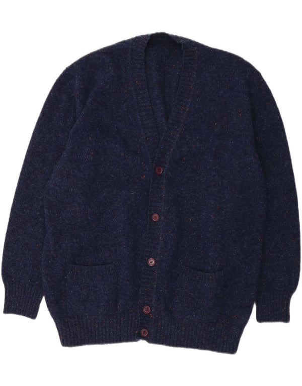 Vintage Mens Cardigan Sweater XL Navy Blue Flecked Wool