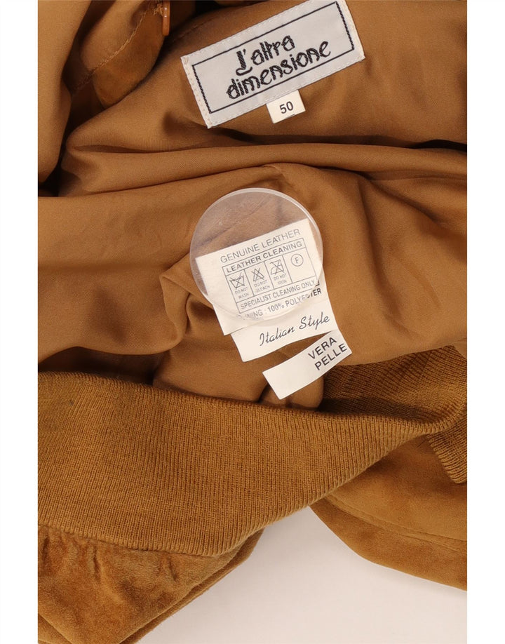 Vintage Mens Suede Bomber Jacket IT 50 Large Beige Leather
