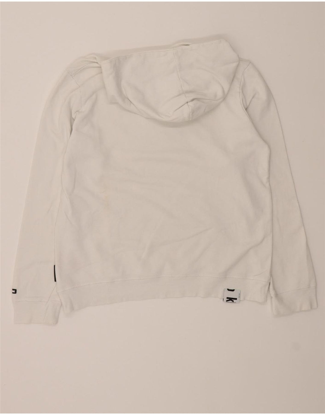 KHUJO Mens Graphic Hoodie Jumper Medium White Cotton Vintage KHUJO and Second-Hand KHUJO from Messina Hembry 