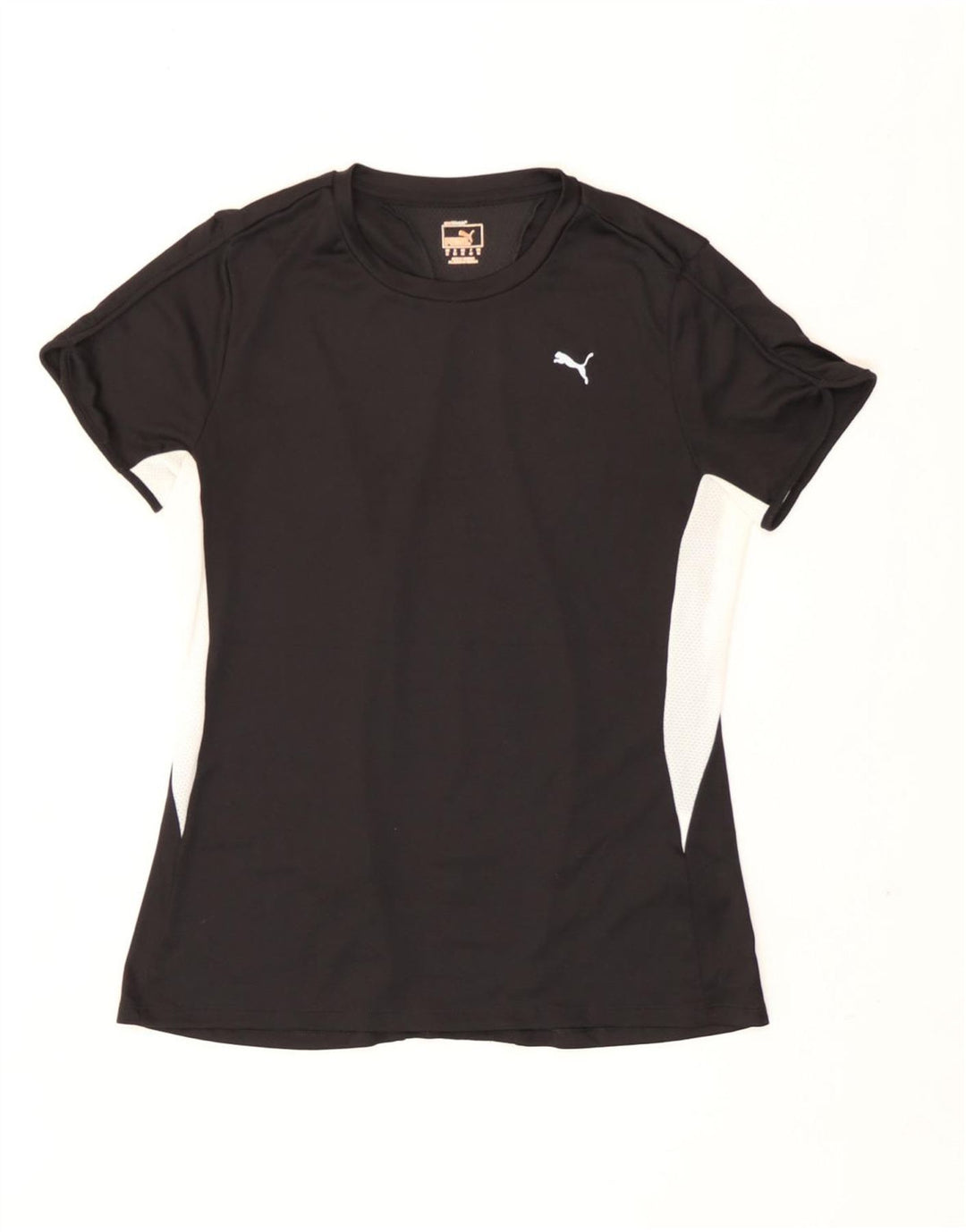Puma Womens T-Shirt Top UK 12 Medium Black Colourblock Polyester