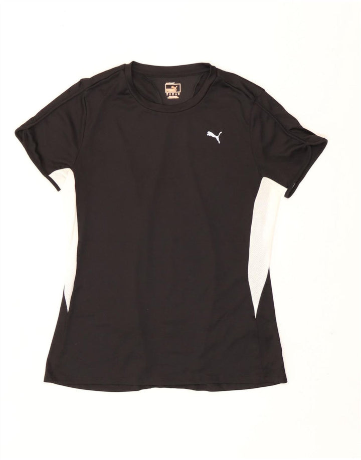 Puma Womens T-Shirt Top UK 12 Medium Black Colourblock Polyester