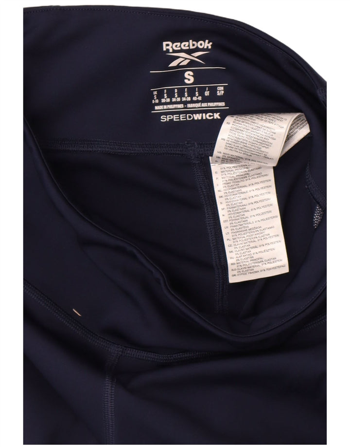Reebok Womens Graphic Leggings UK 8/10 Small Navy Blue Colourblock