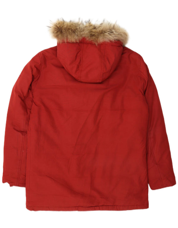 Gas Mens Hooded Parka Jacket UK 40 Large Burgundy