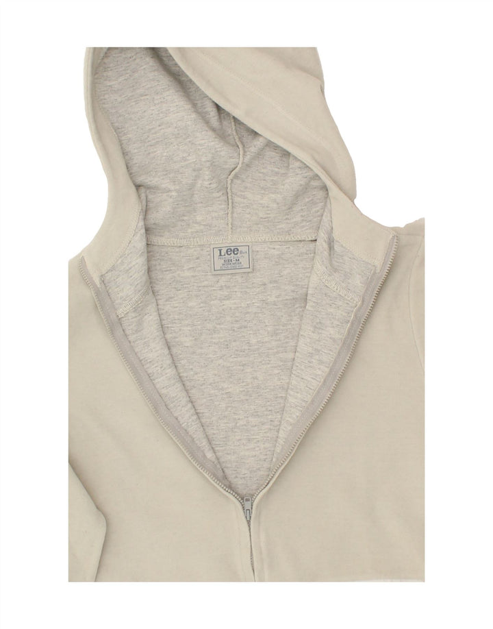 LEE Womens Crop Zip Hoodie Sweater UK 12 Medium Grey Polyester Vintage Lee and Second-Hand Lee from Messina Hembry 