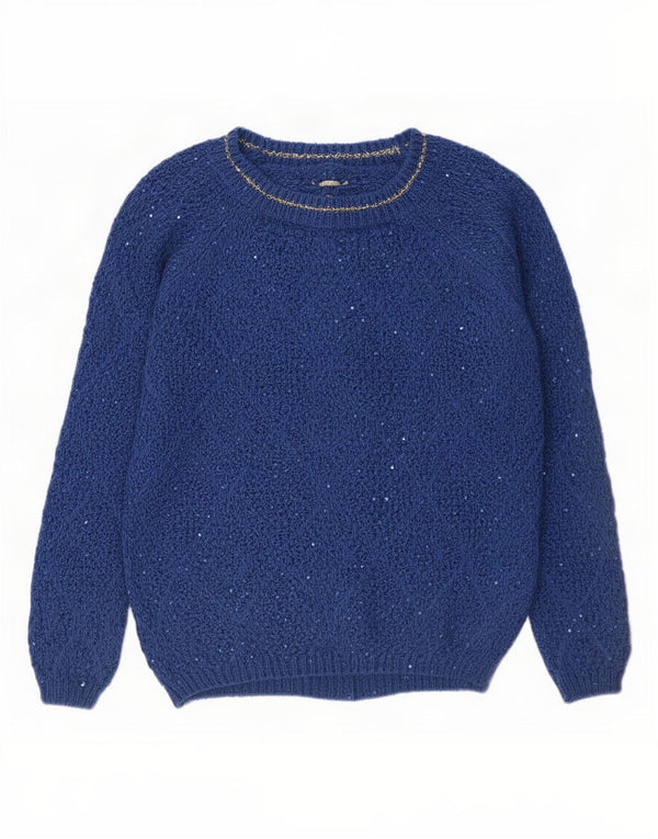 Vintage Womens Boat Neck Jumper Sweater UK 16 Large Blue