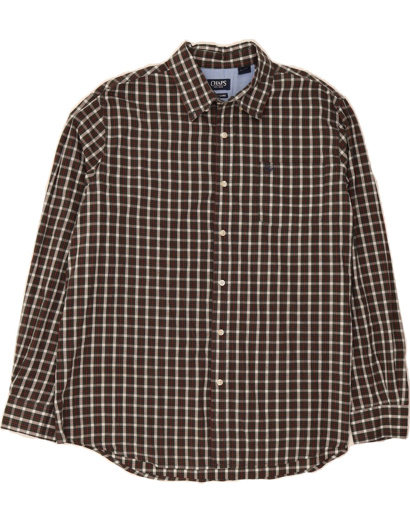 CHAPS Mens Big Tall Flannel Shirt XL Green Check Cotton