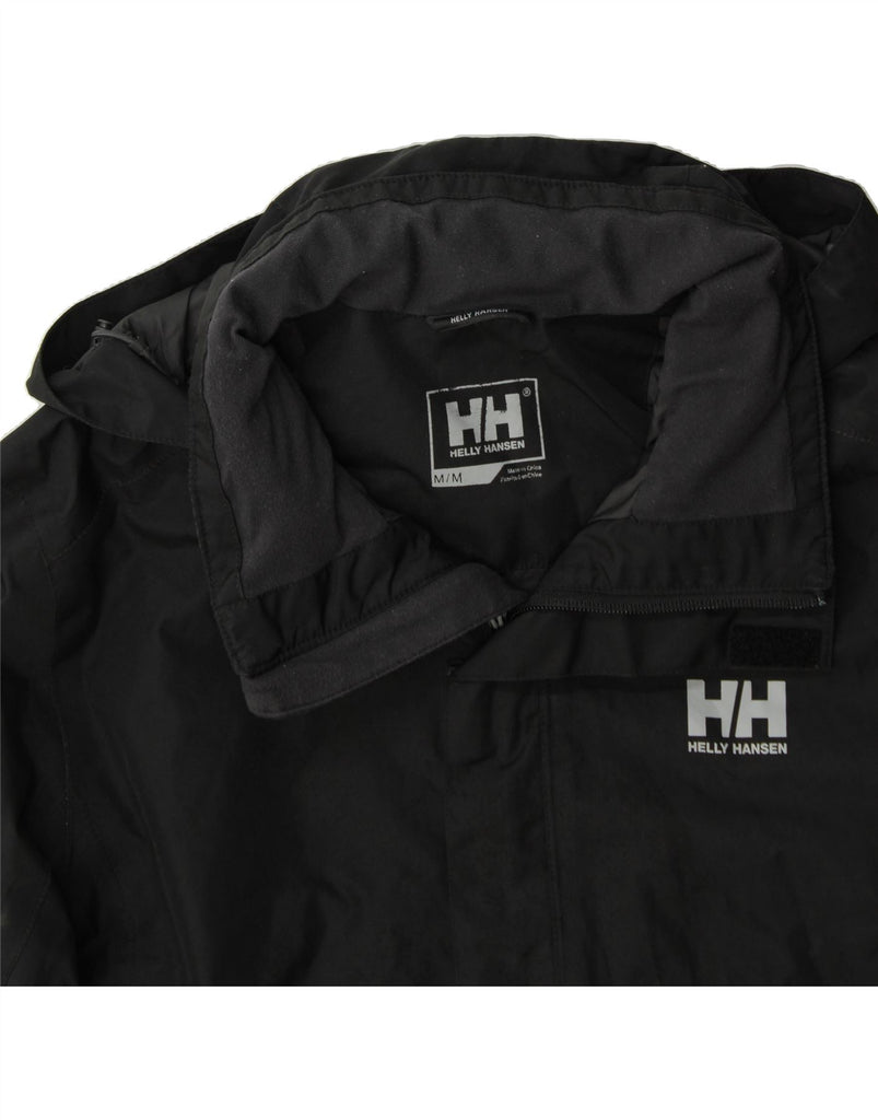 HELLY HANSEN Mens Hooded Windbreaker Jacket UK 38 Medium Black Polyester Vintage Helly Hansen and Second-Hand Helly Hansen from Messina Hembry 
