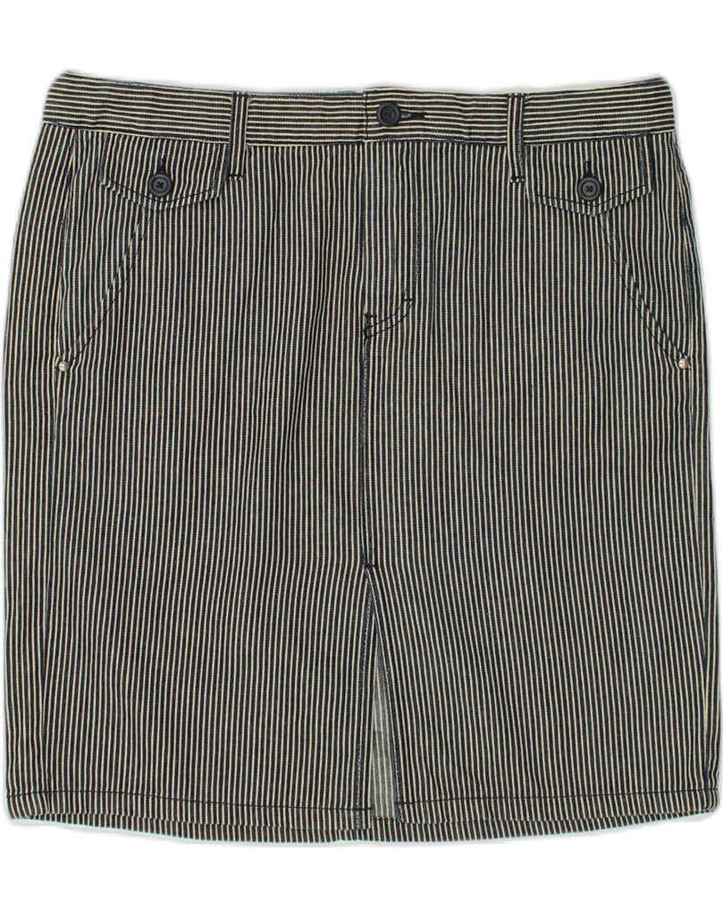 TOMMY HILFIGER Womens Straight Skirt US 12 Large W34 Navy Blue Pinstripe | Vintage Tommy Hilfiger | Thrift | Second-Hand Tommy Hilfiger | Used Clothing | Messina Hembry 