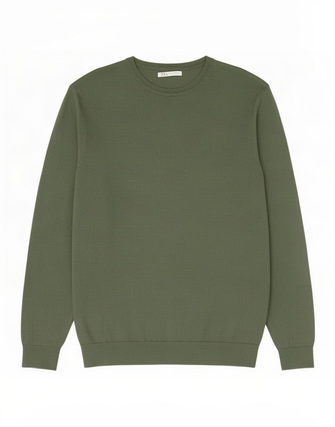 Zara Mens Boat Neck Jumper Sweater Medium Green Viscose