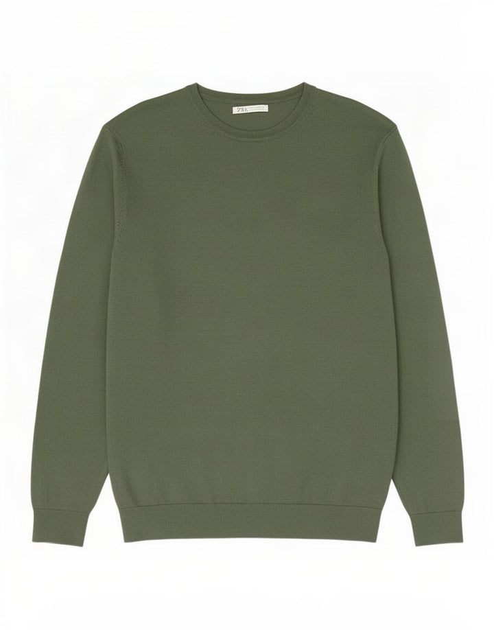 Zara Mens Boat Neck Jumper Sweater Medium Green Viscose